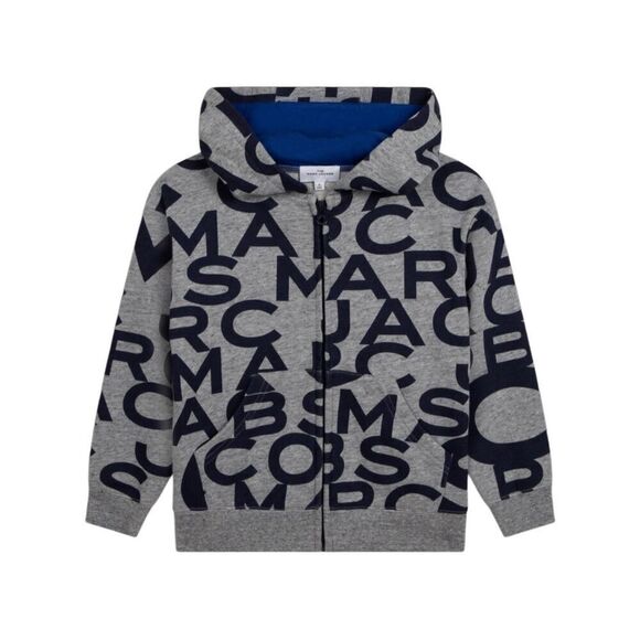 Little Marc Jacobs Kids Size 6 Grey Print Zip-up Hoodie - Picture 1 of 10